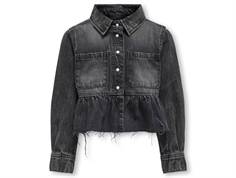 Kids ONLY washed black frill denim skjorte